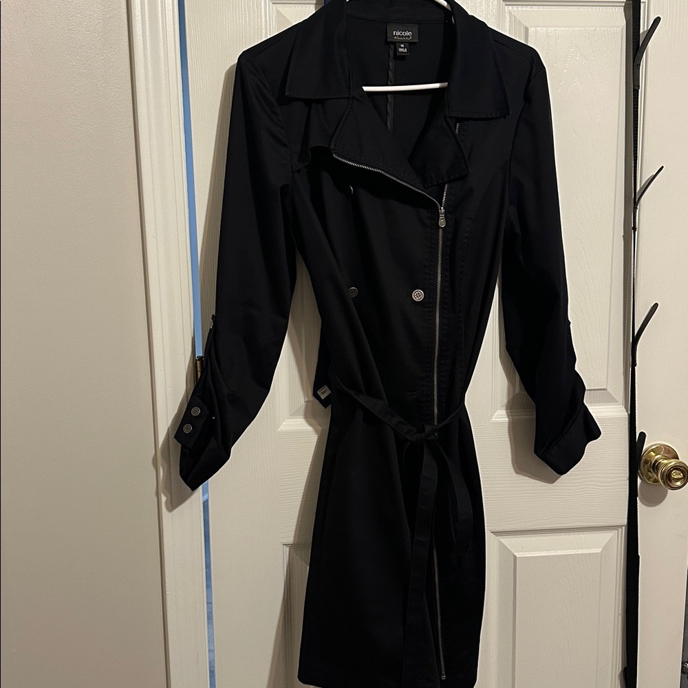 Nicole Elegant Black Dress,Button Accents/front zipper long sleeve or 3/4 sleeve